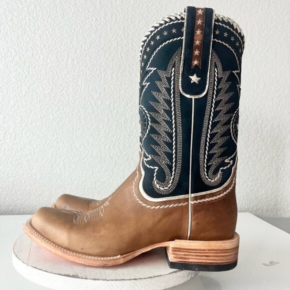 Lane RODEO HOUSTON Mens Cowboy Boots Size 11.5B Brown Leather Western Blunt Toe - Picture 5 of 13